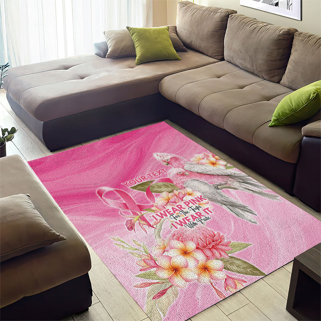 Personalised I Wear Pink For The Fight Area Rug Australian Breast Cancer Support Spirit