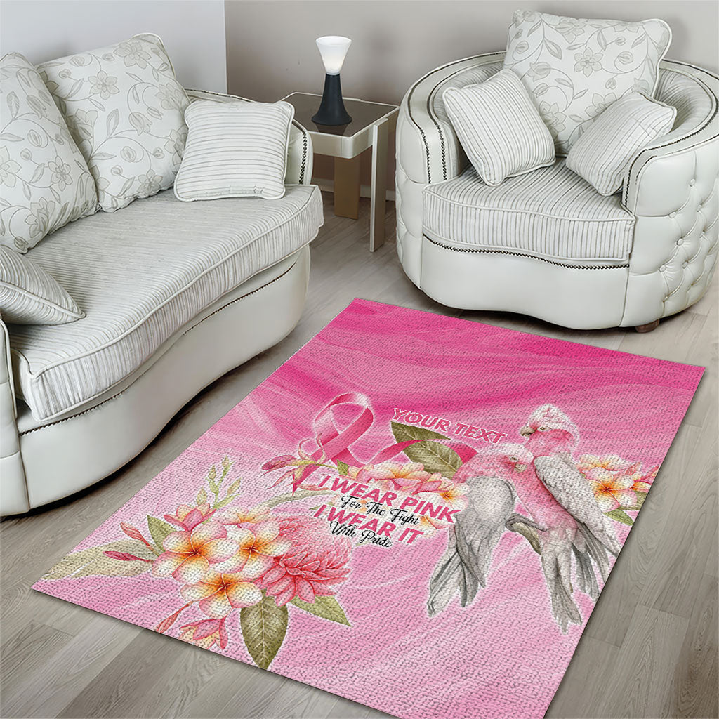 Personalised I Wear Pink For The Fight Area Rug Australian Breast Cancer Support Spirit