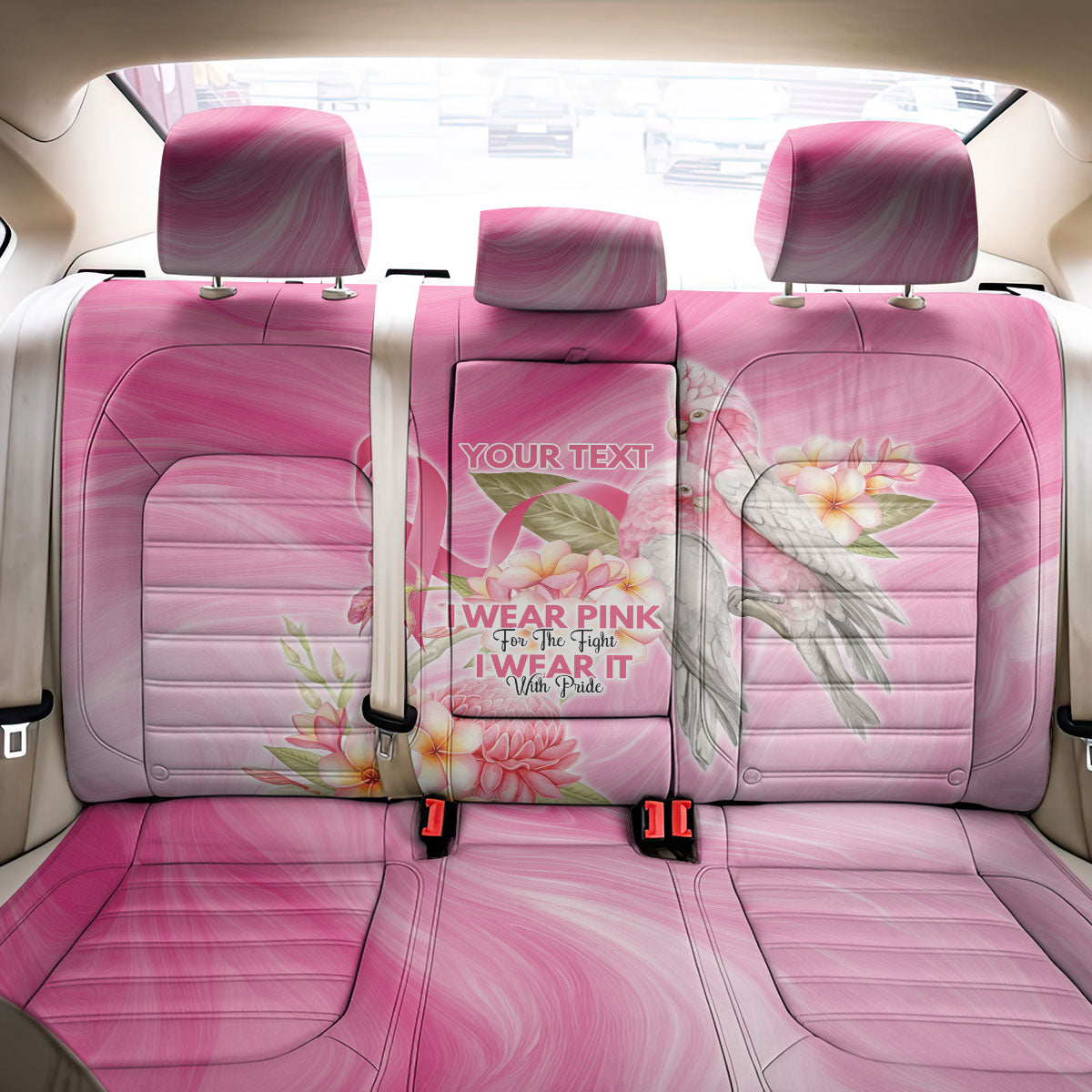 Personalised I Wear Pink For The Fight Back Car Seat Cover Australian Breast Cancer Support Spirit