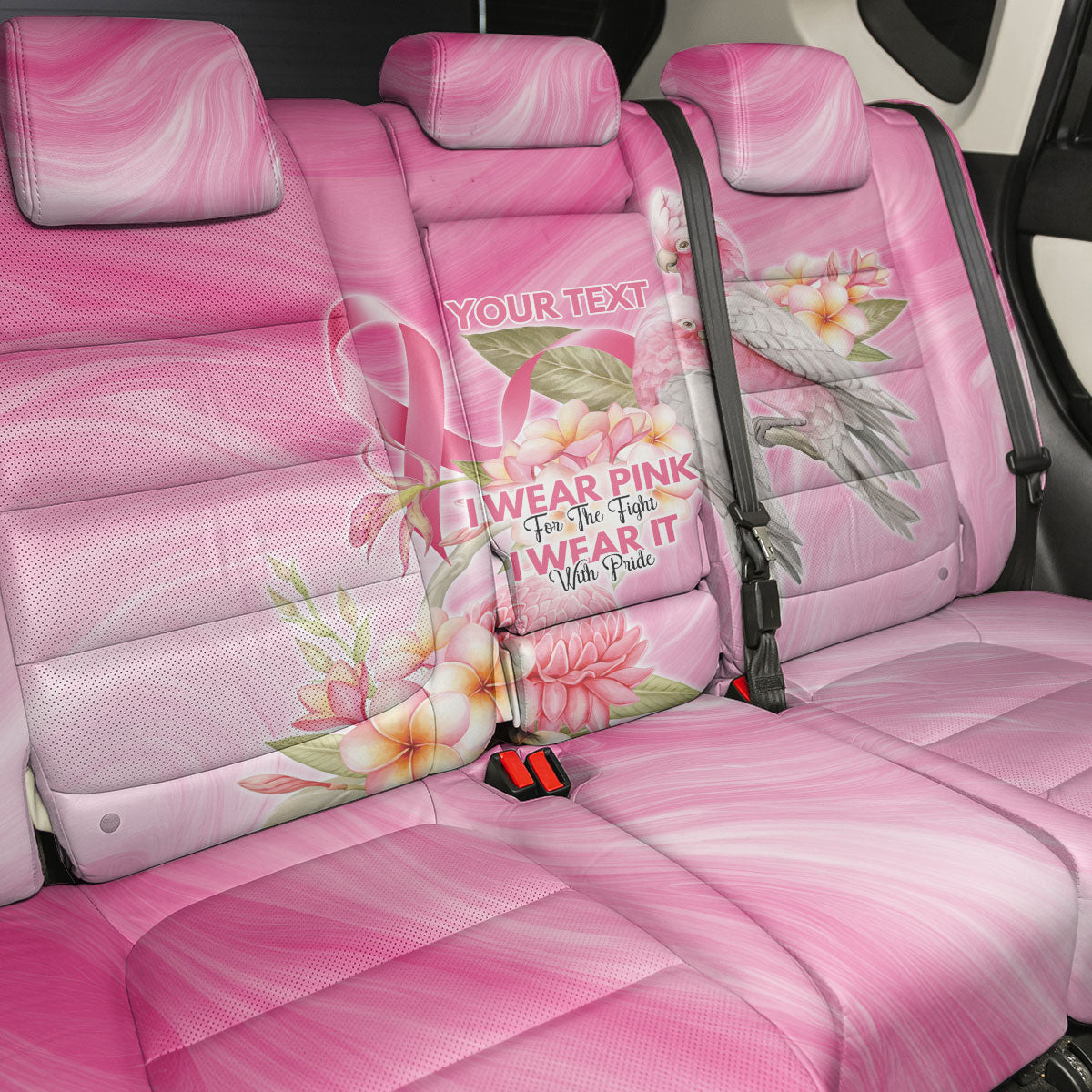 Personalised I Wear Pink For The Fight Back Car Seat Cover Australian Breast Cancer Support Spirit