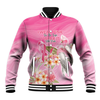 Personalised I Wear Pink For The Fight Baseball Jacket Australian Breast Cancer Support Spirit