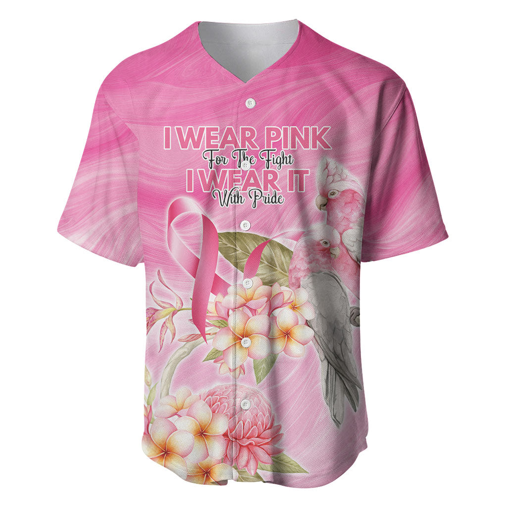 Personalised I Wear Pink For The Fight Baseball Jersey Australian Breast Cancer Support Spirit