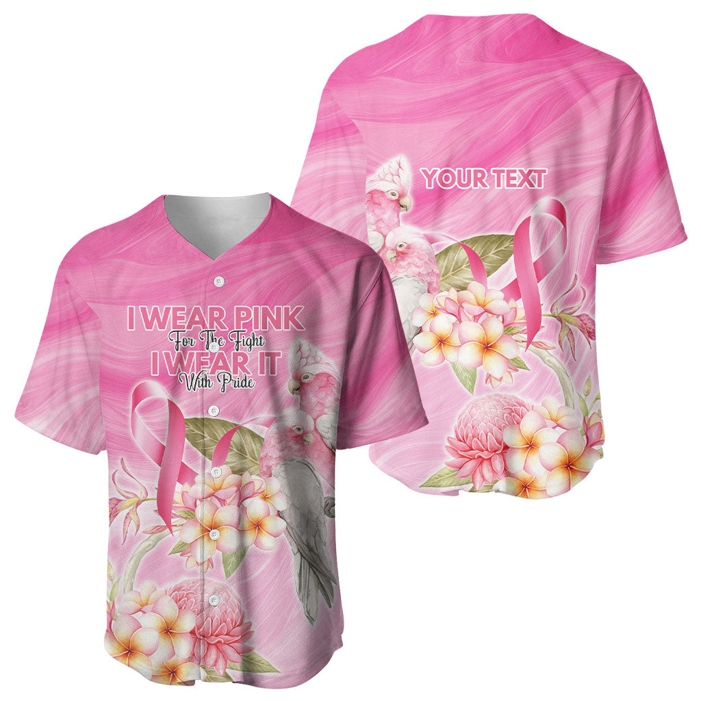 Personalised I Wear Pink For The Fight Baseball Jersey Australian Breast Cancer Support Spirit