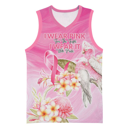 Personalised I Wear Pink For The Fight Basketball Jersey Australian Breast Cancer Support Spirit