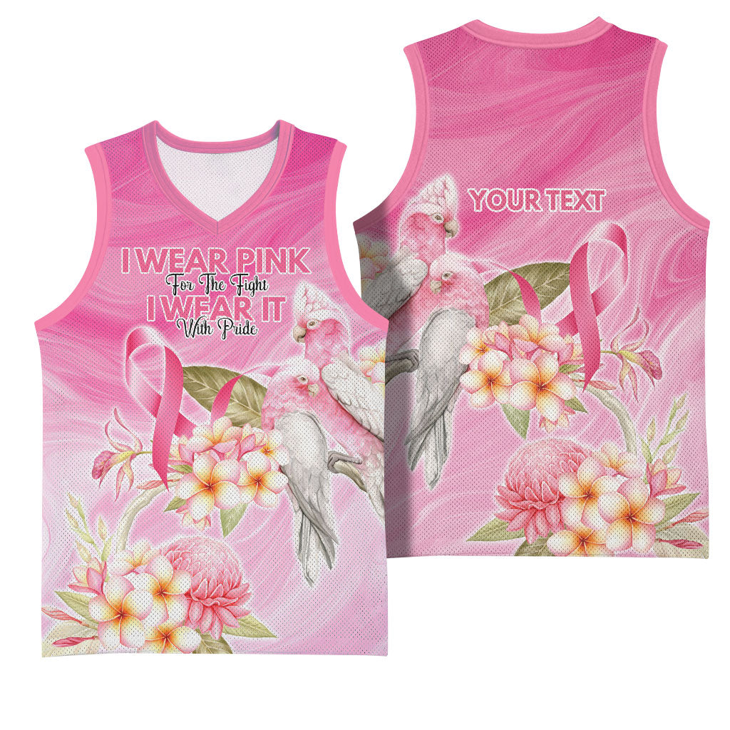 Personalised I Wear Pink For The Fight Basketball Jersey Australian Breast Cancer Support Spirit
