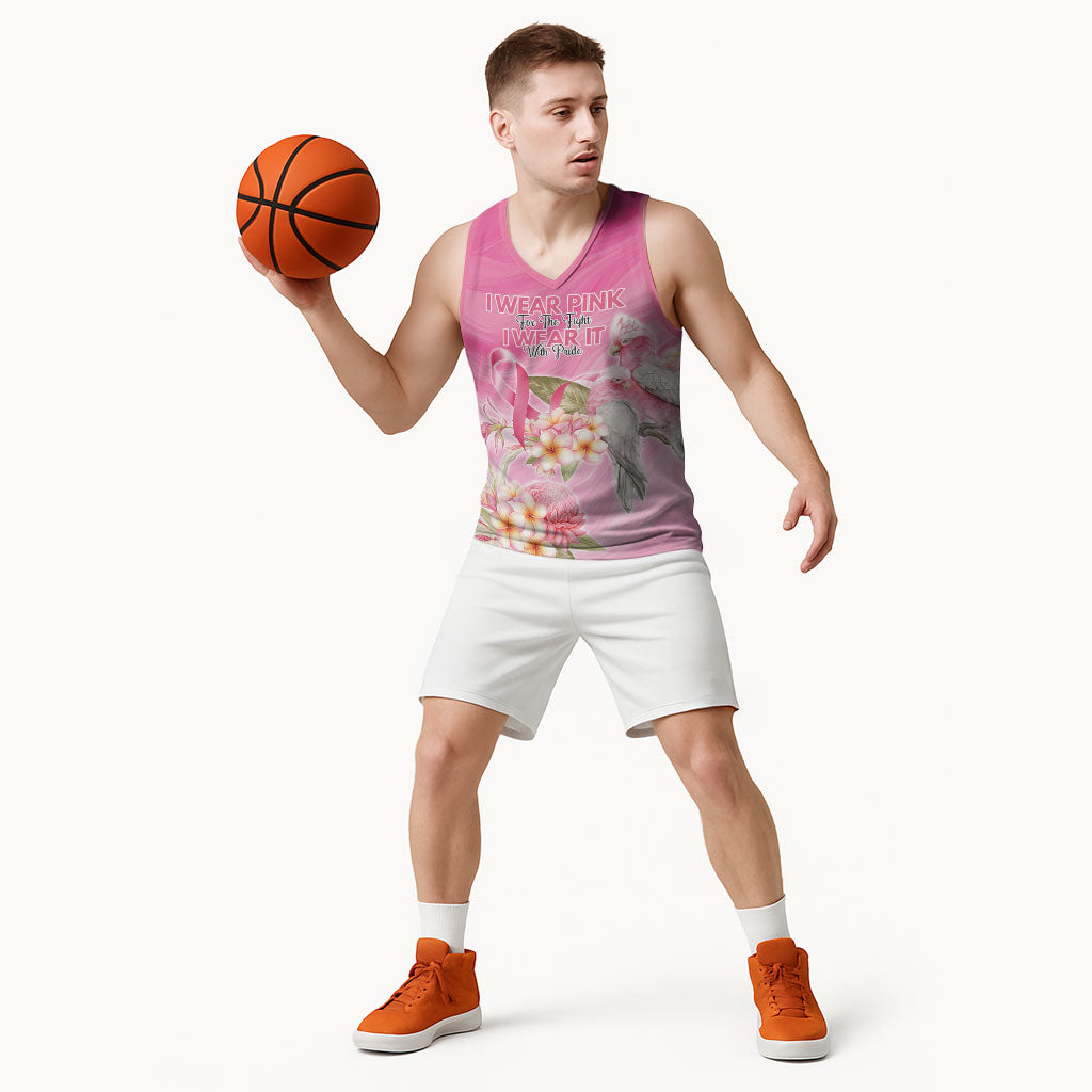 Personalised I Wear Pink For The Fight Basketball Jersey Australian Breast Cancer Support Spirit