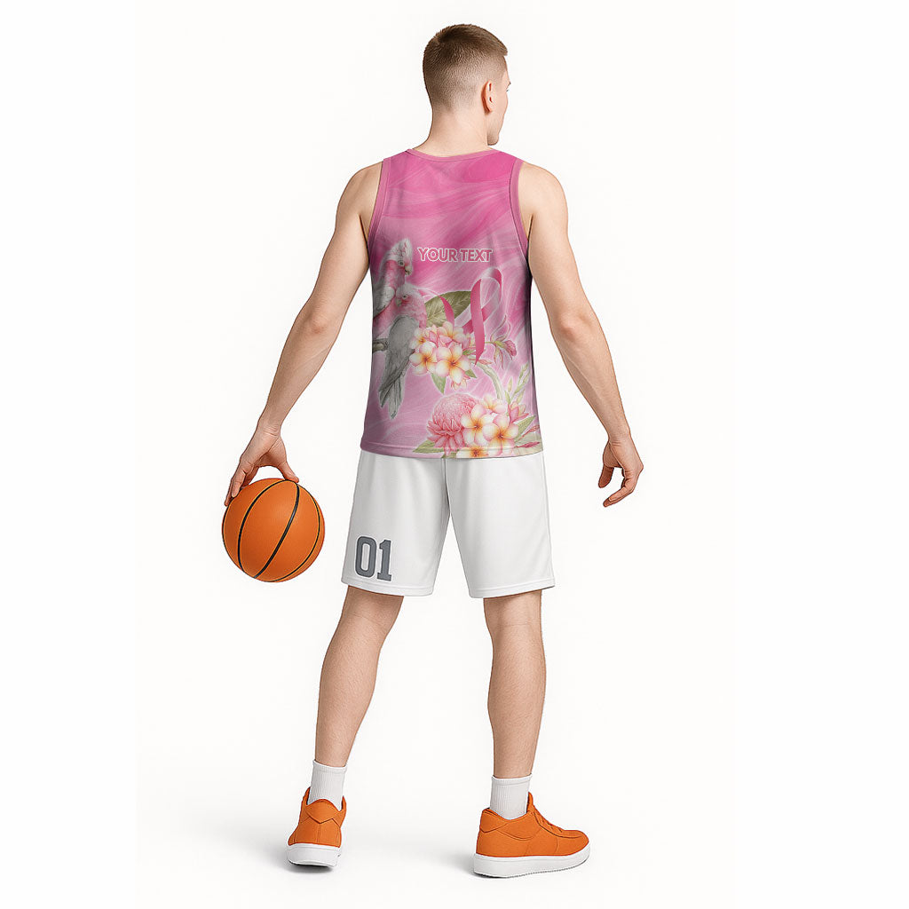 Personalised I Wear Pink For The Fight Basketball Jersey Australian Breast Cancer Support Spirit