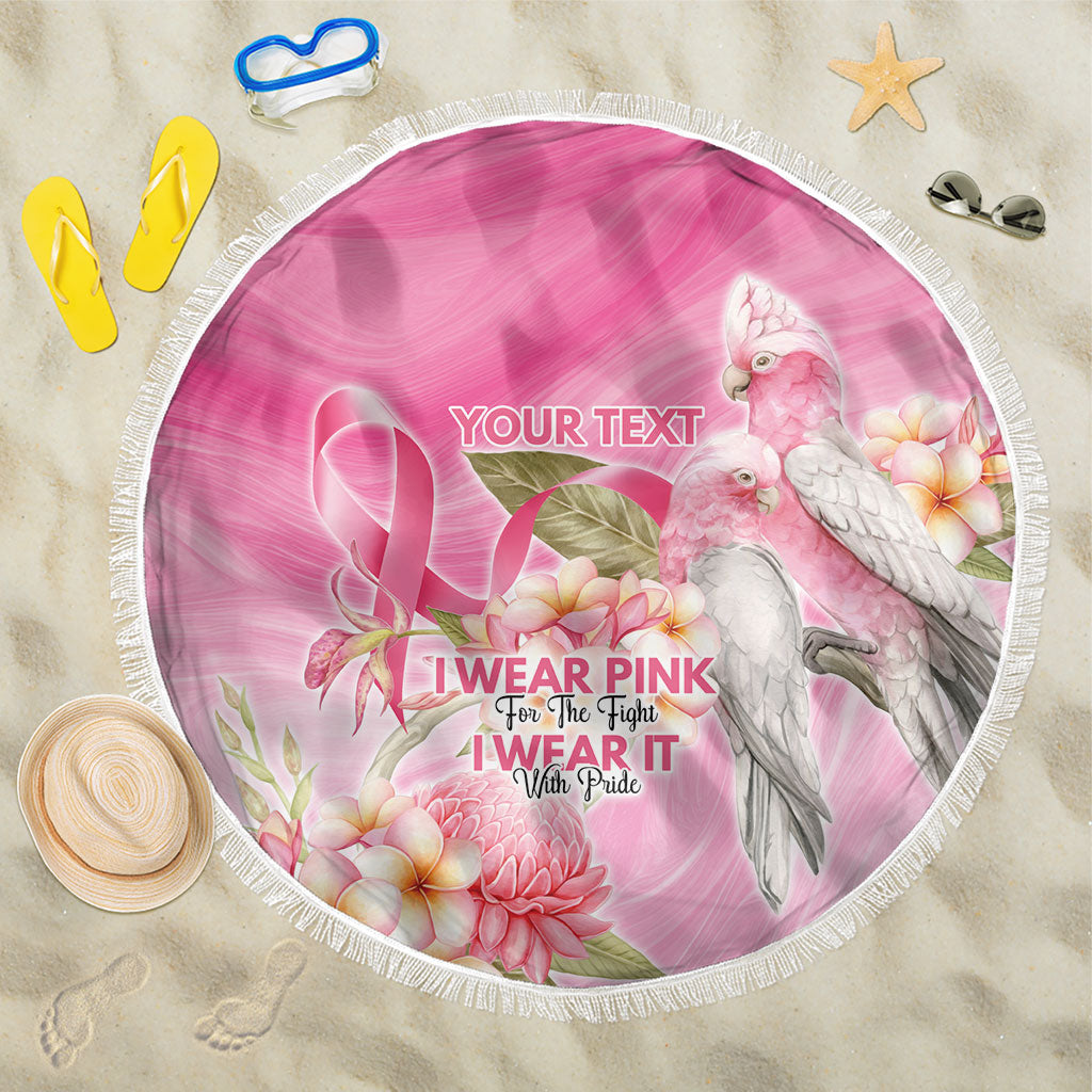 Personalised I Wear Pink For The Fight Beach Blanket Australian Breast Cancer Support Spirit