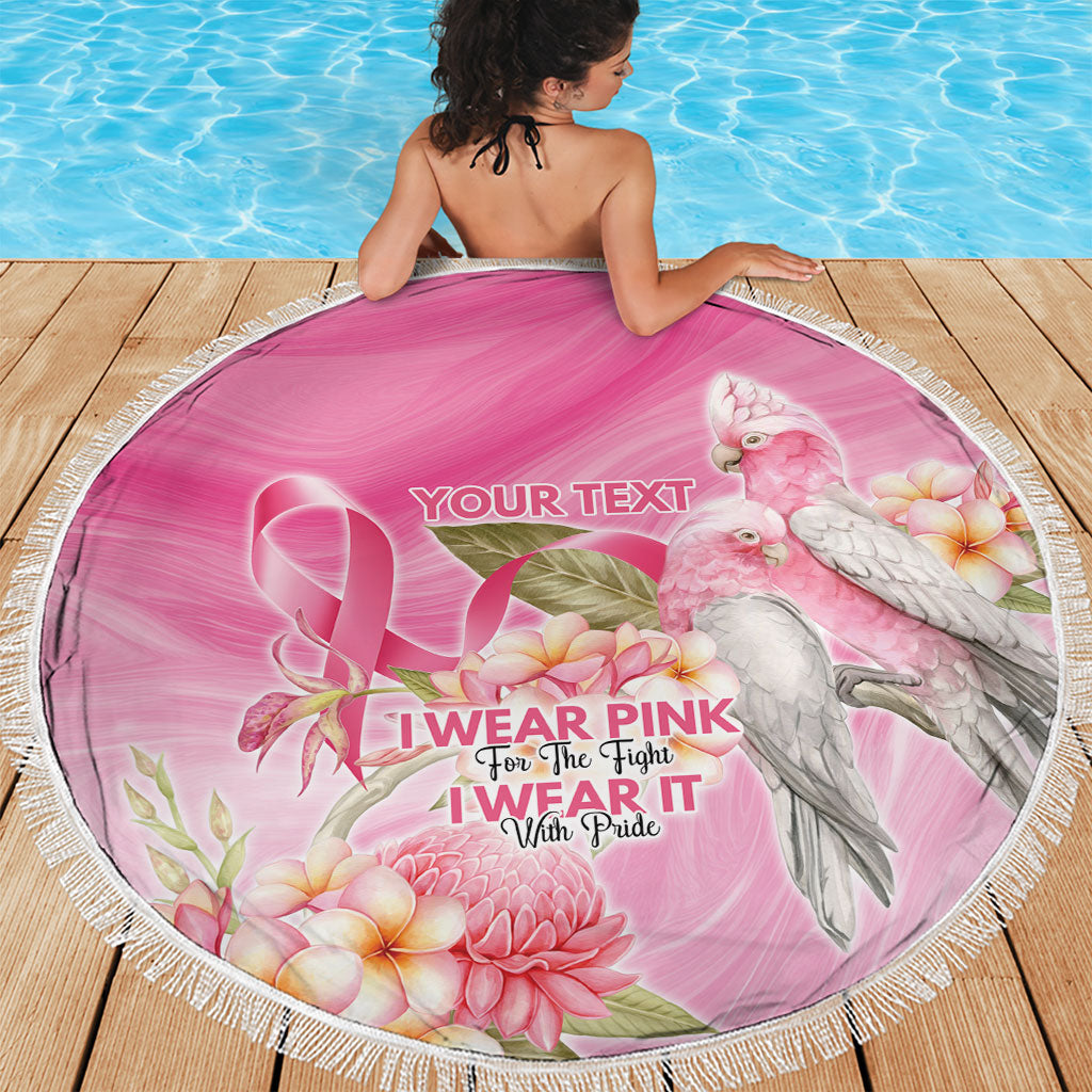 Personalised I Wear Pink For The Fight Beach Blanket Australian Breast Cancer Support Spirit