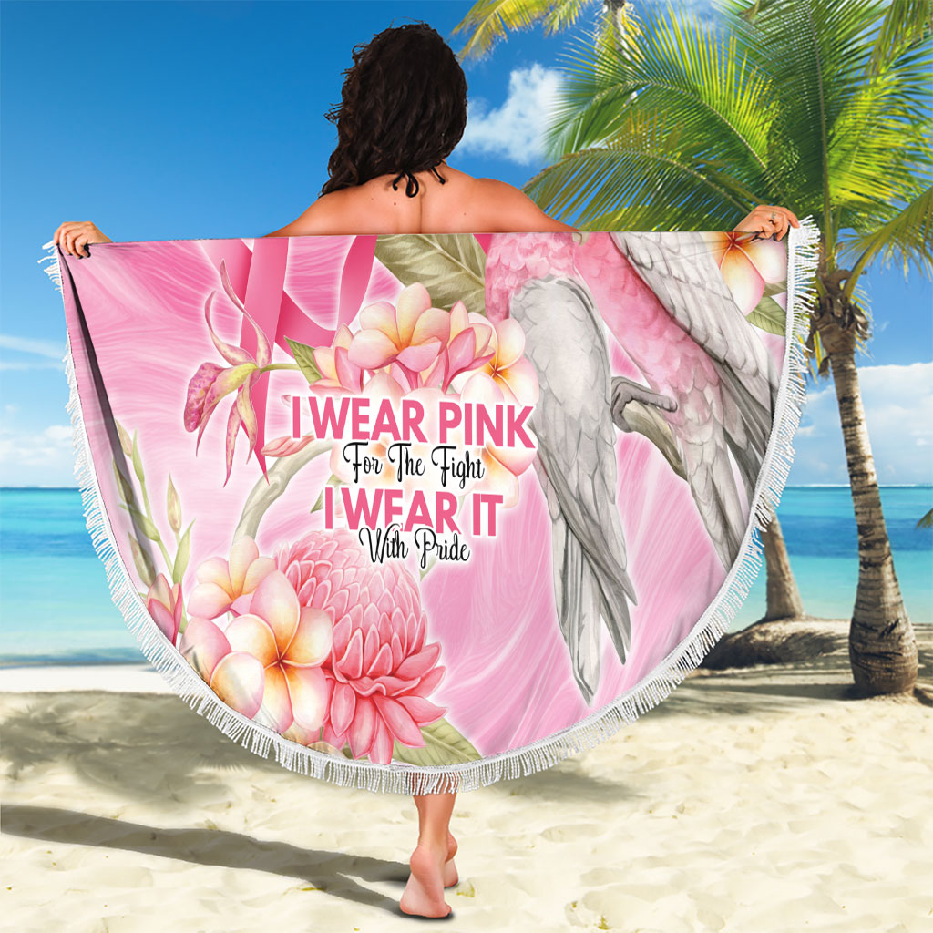 Personalised I Wear Pink For The Fight Beach Blanket Australian Breast Cancer Support Spirit