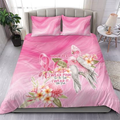 Personalised I Wear Pink For The Fight Bedding Set Australian Breast Cancer Support Spirit
