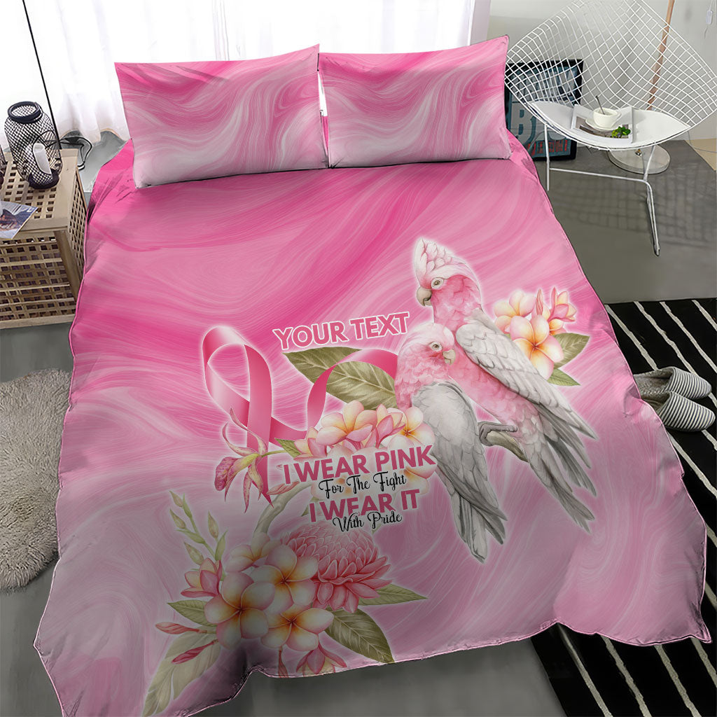 Personalised I Wear Pink For The Fight Bedding Set Australian Breast Cancer Support Spirit