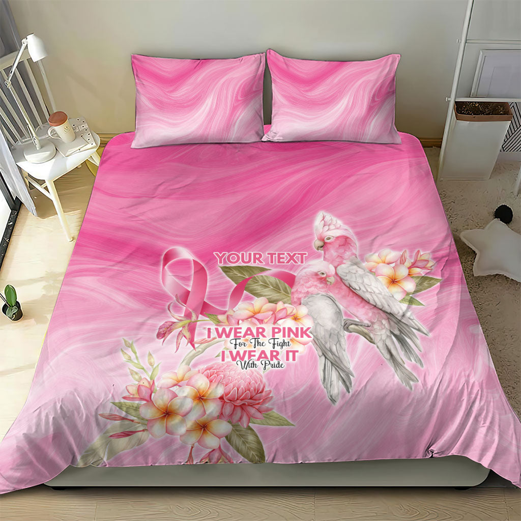 Personalised I Wear Pink For The Fight Bedding Set Australian Breast Cancer Support Spirit