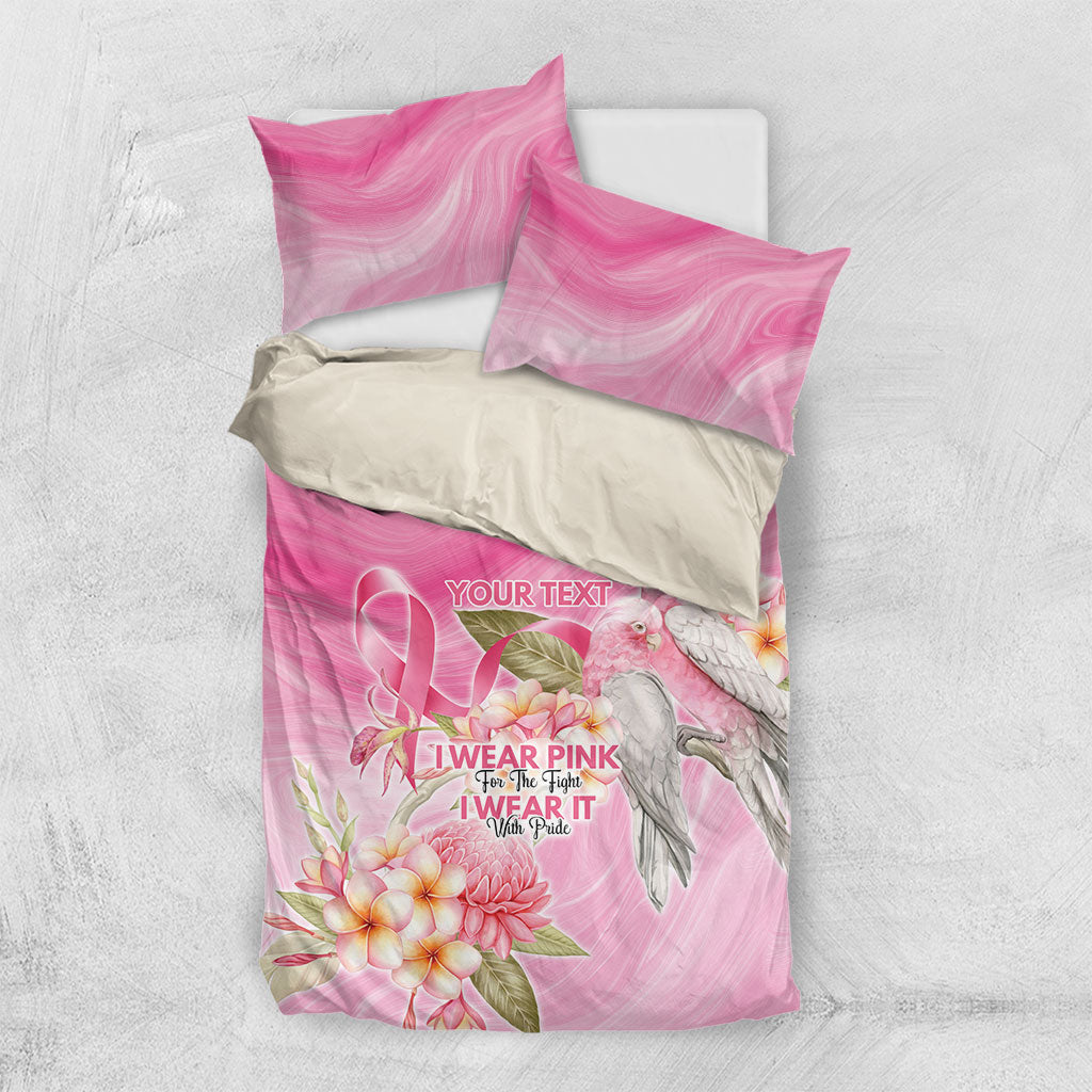 Personalised I Wear Pink For The Fight Bedding Set Australian Breast Cancer Support Spirit