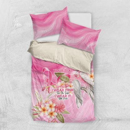 Personalised I Wear Pink For The Fight Bedding Set Australian Breast Cancer Support Spirit