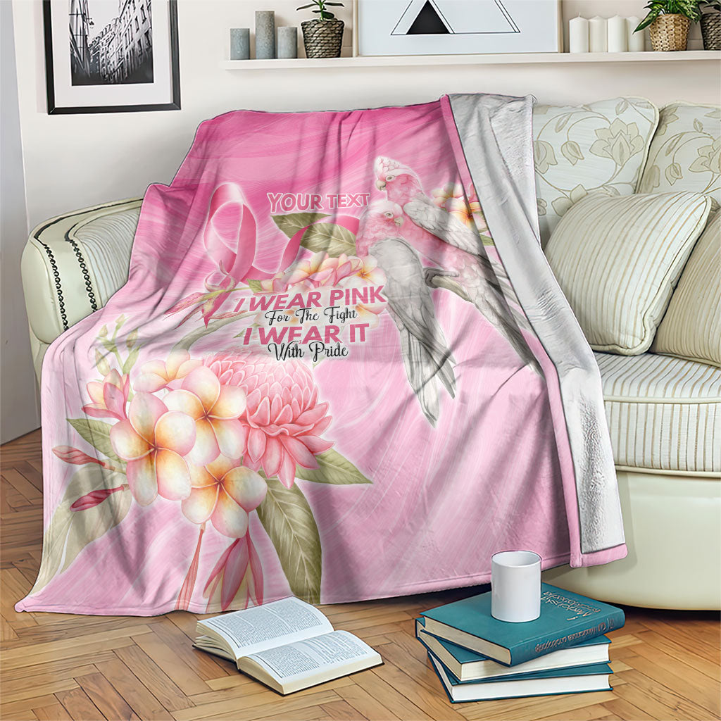 Personalised I Wear Pink For The Fight Blanket Australian Breast Cancer Support Spirit