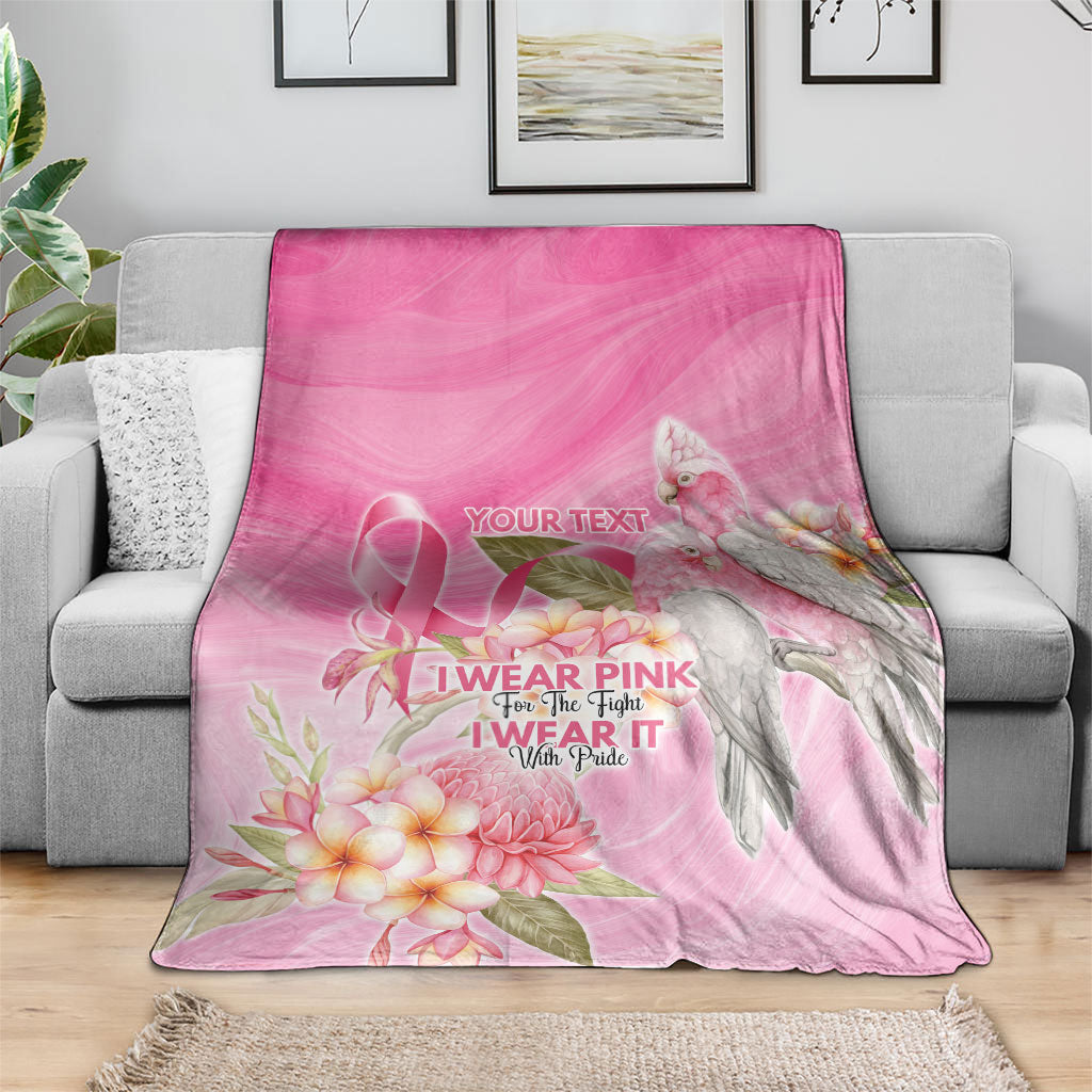 Personalised I Wear Pink For The Fight Blanket Australian Breast Cancer Support Spirit