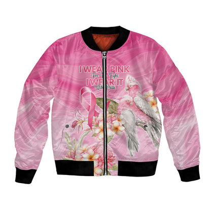 Personalised I Wear Pink For The Fight Bomber Jacket Australian Breast Cancer Support Spirit