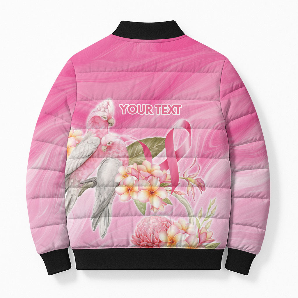 Personalised I Wear Pink For The Fight Bomber Puffer Jacket Australian Breast Cancer Support Spirit