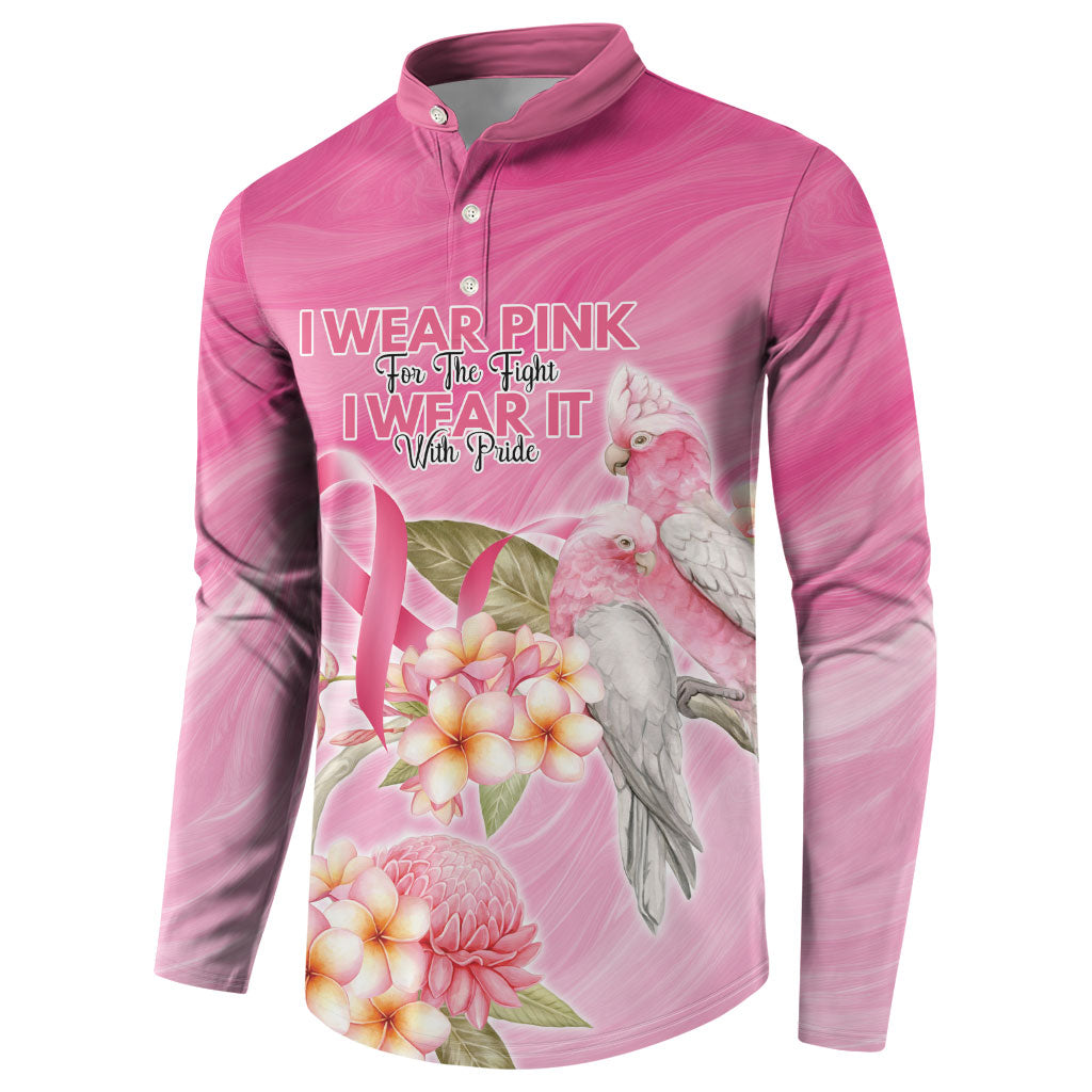 Personalised I Wear Pink For The Fight Button Sweatshirt Australian Breast Cancer Support Spirit