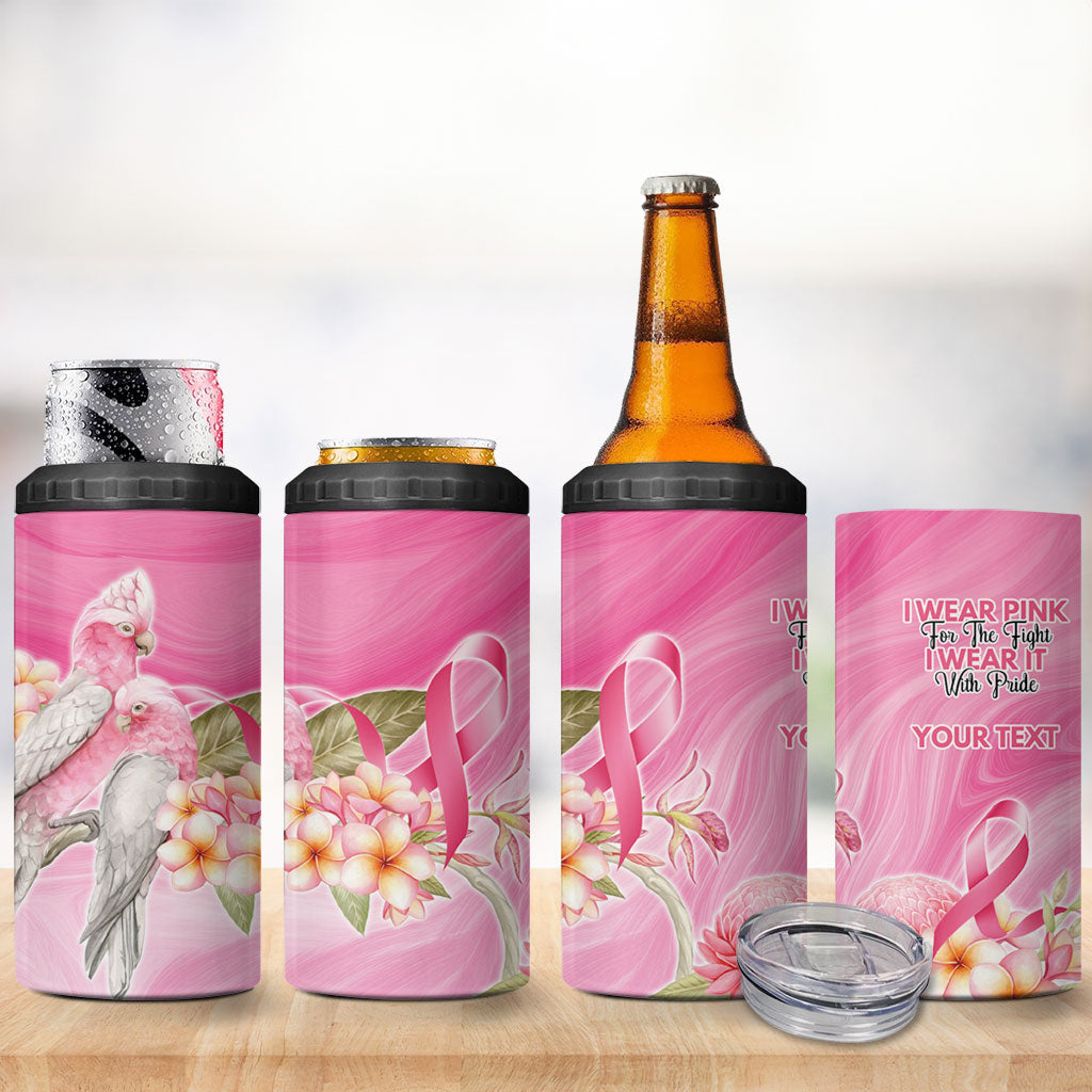 Personalised I Wear Pink For The Fight 4 in 1 Can Cooler Tumbler Australian Breast Cancer Support Spirit