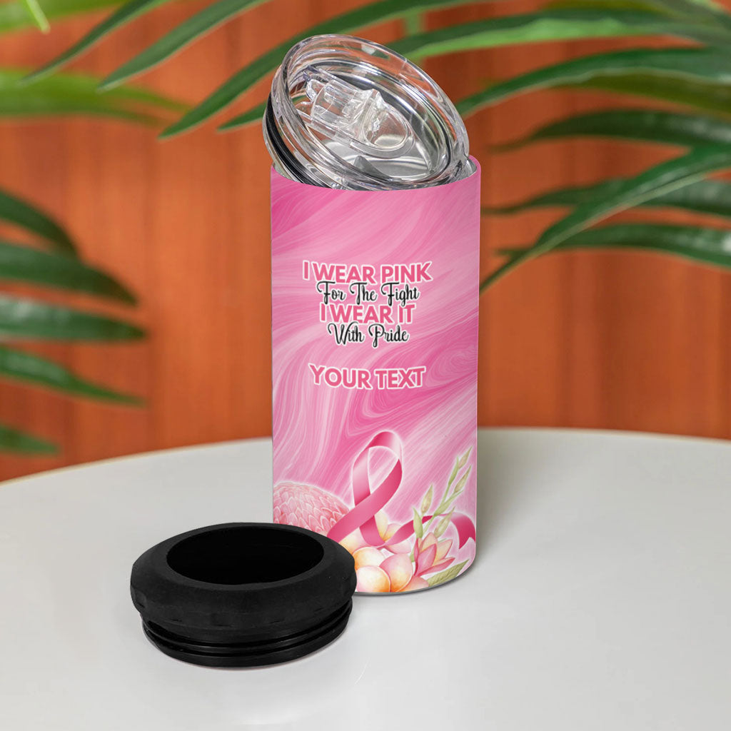 Personalised I Wear Pink For The Fight 4 in 1 Can Cooler Tumbler Australian Breast Cancer Support Spirit