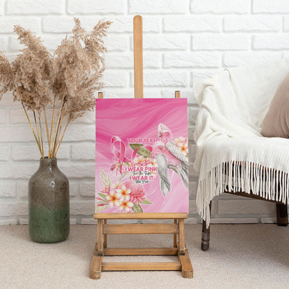 Personalised I Wear Pink For The Fight Canvas Wall Art Australian Breast Cancer Support Spirit