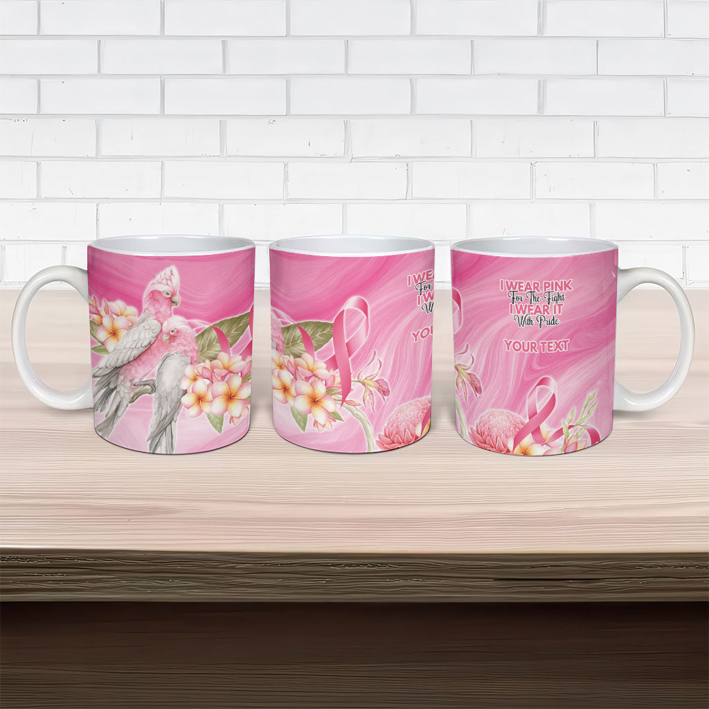 Personalised I Wear Pink For The Fight Ceramic Mug Australian Breast Cancer Support Spirit