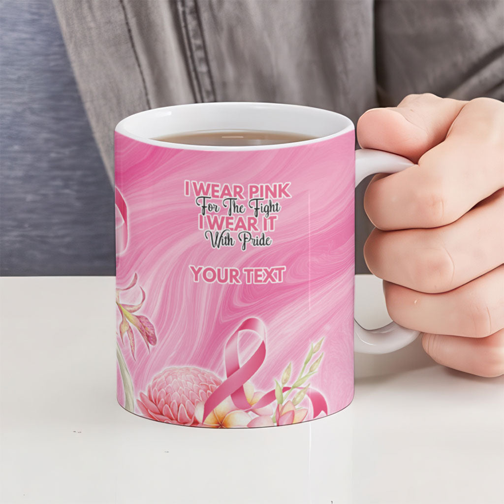 Personalised I Wear Pink For The Fight Ceramic Mug Australian Breast Cancer Support Spirit