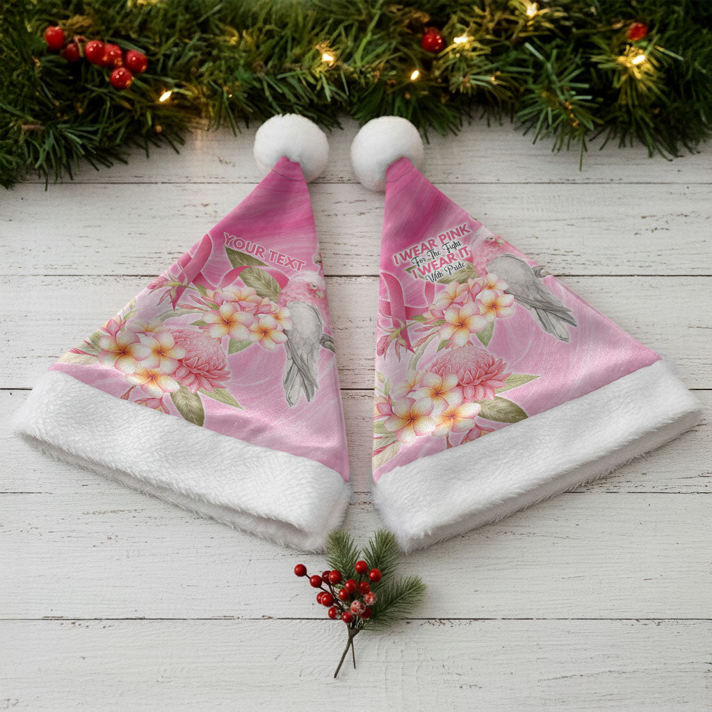 Personalised I Wear Pink For The Fight Christmas Santa Hat Australian Breast Cancer Support Spirit