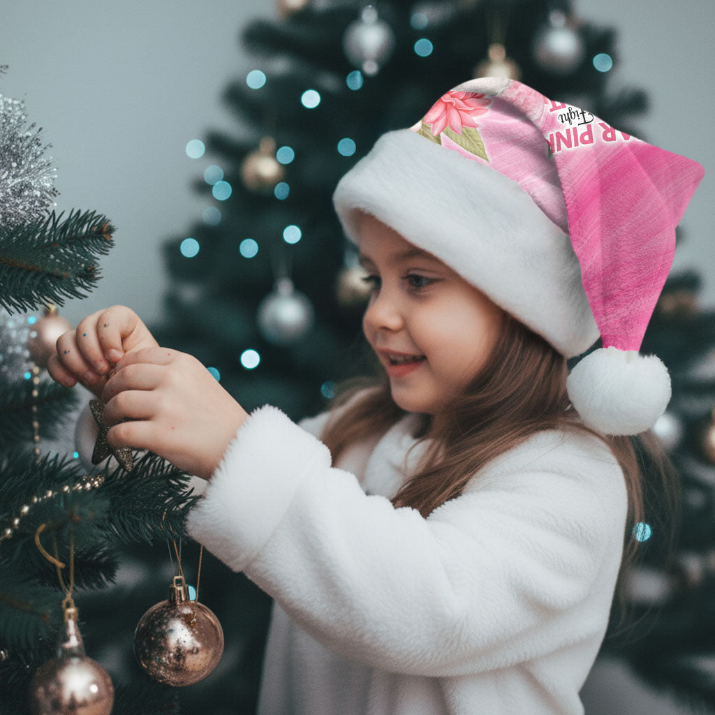 Personalised I Wear Pink For The Fight Christmas Santa Hat Australian Breast Cancer Support Spirit