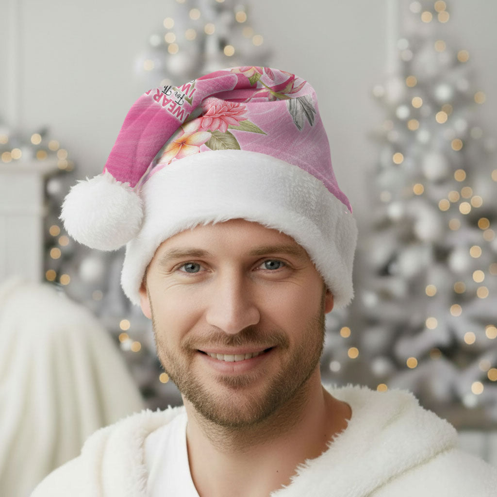 Personalised I Wear Pink For The Fight Christmas Santa Hat Australian Breast Cancer Support Spirit