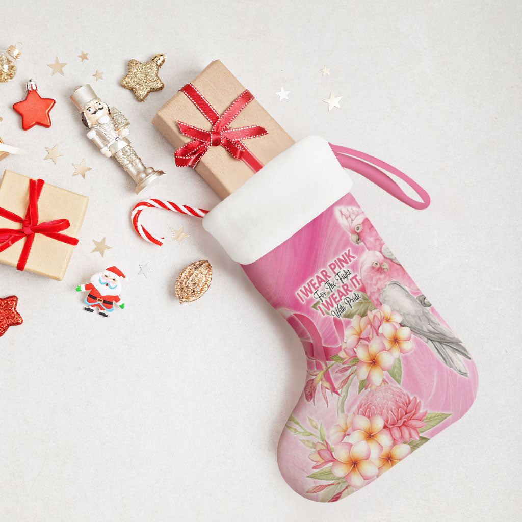Personalised I Wear Pink For The Fight Christmas Stocking Australian Breast Cancer Support Spirit