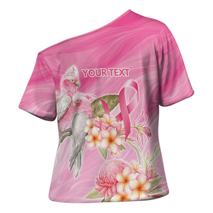 Personalised I Wear Pink For The Fight Cross Shoulder Shirt Australian Breast Cancer Support Spirit