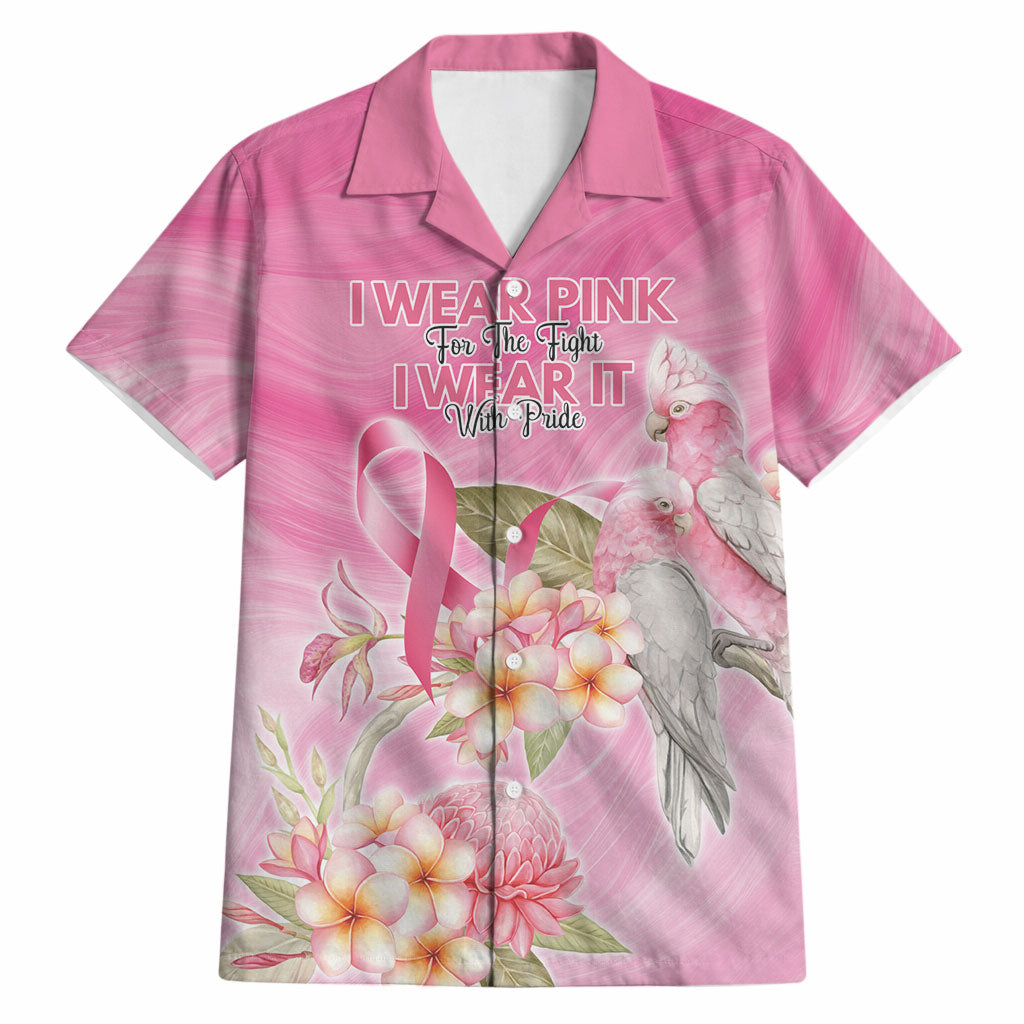 Personalised I Wear Pink For The Fight Hawaiian Shirt Australian Breast Cancer Support Spirit