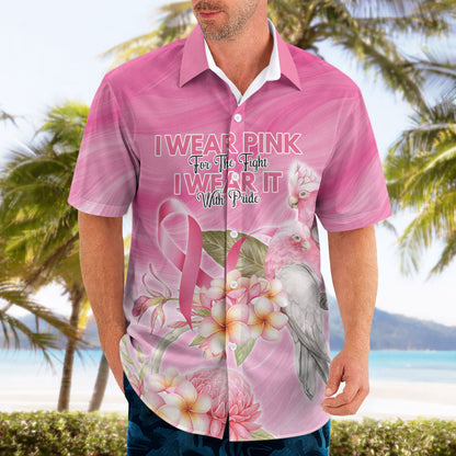 Personalised I Wear Pink For The Fight Hawaiian Shirt Australian Breast Cancer Support Spirit