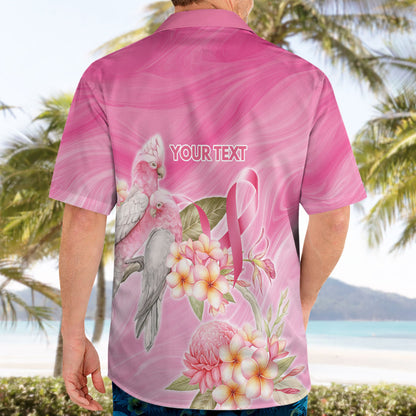 Personalised I Wear Pink For The Fight Hawaiian Shirt Australian Breast Cancer Support Spirit