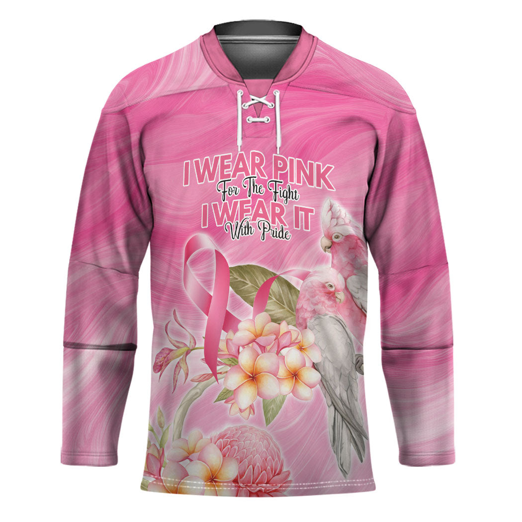 Personalised I Wear Pink For The Fight Hockey Jersey Australian Breast Cancer Support Spirit