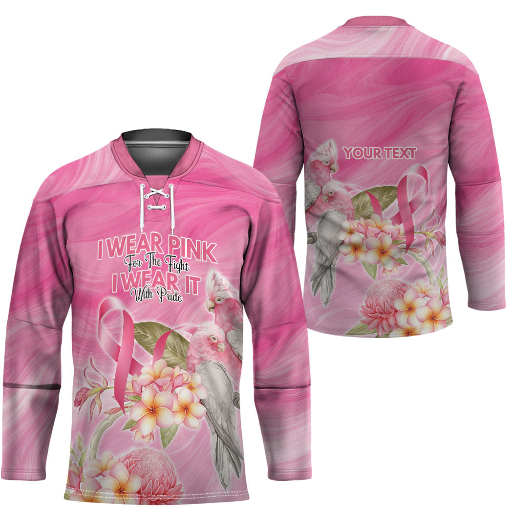 Personalised I Wear Pink For The Fight Hockey Jersey Australian Breast Cancer Support Spirit