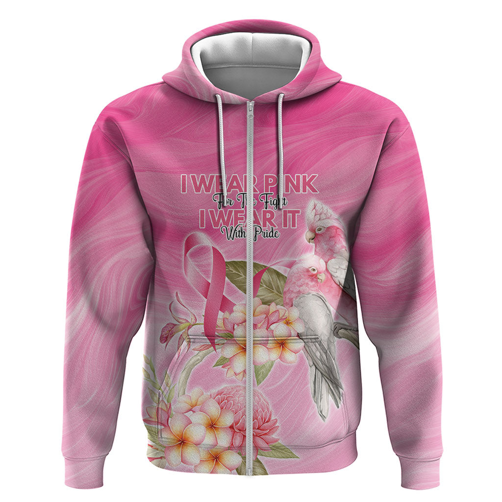 Personalised I Wear Pink For The Fight Hoodie Australian Breast Cancer Support Spirit