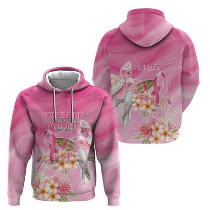 Personalised I Wear Pink For The Fight Hoodie Australian Breast Cancer Support Spirit
