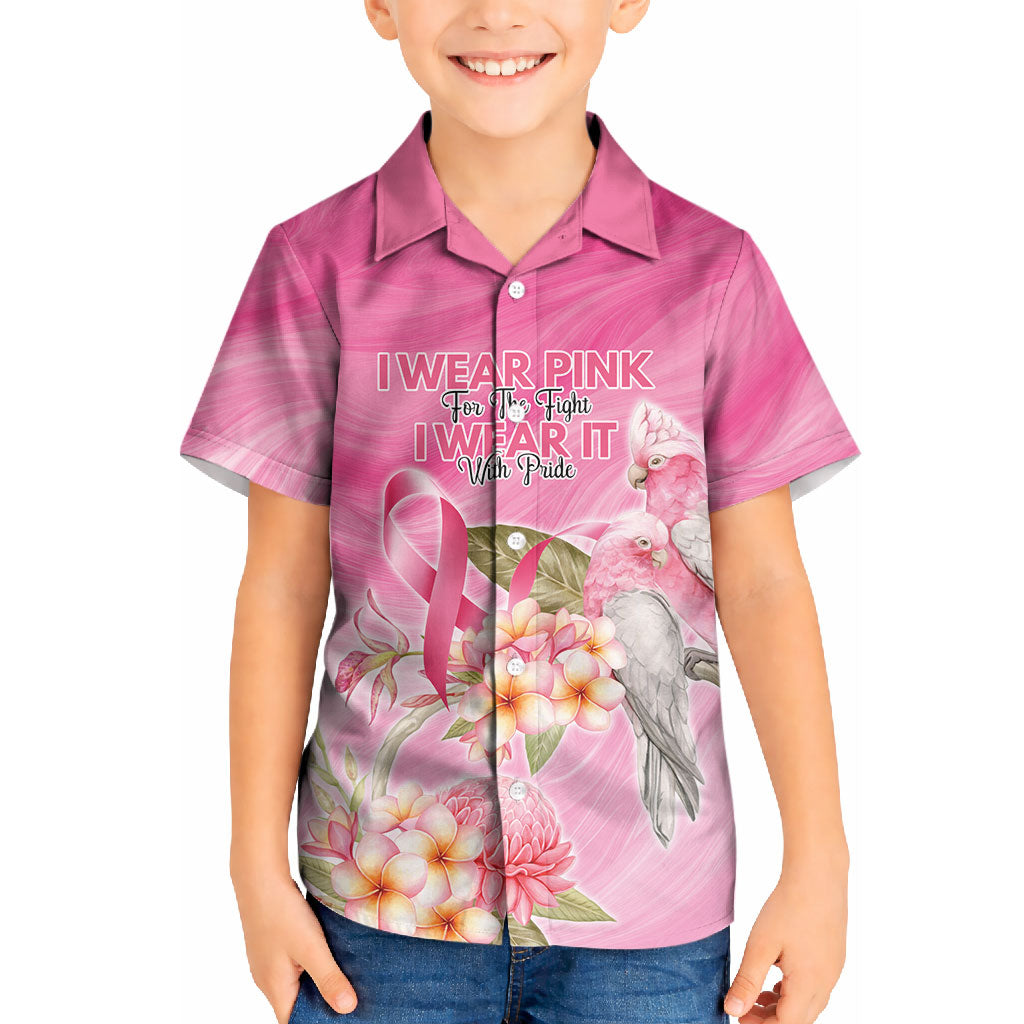 Personalised I Wear Pink For The Fight Kid Hawaiian Shirt Australian Breast Cancer Support Spirit
