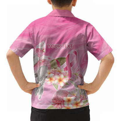 Personalised I Wear Pink For The Fight Kid Hawaiian Shirt Australian Breast Cancer Support Spirit