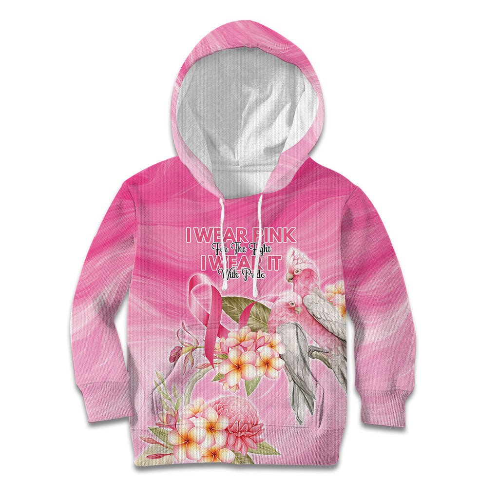 Personalised I Wear Pink For The Fight Kid Hoodie Australian Breast Cancer Support Spirit