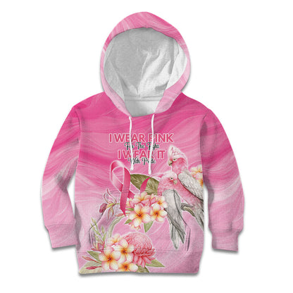 Personalised I Wear Pink For The Fight Kid Hoodie Australian Breast Cancer Support Spirit