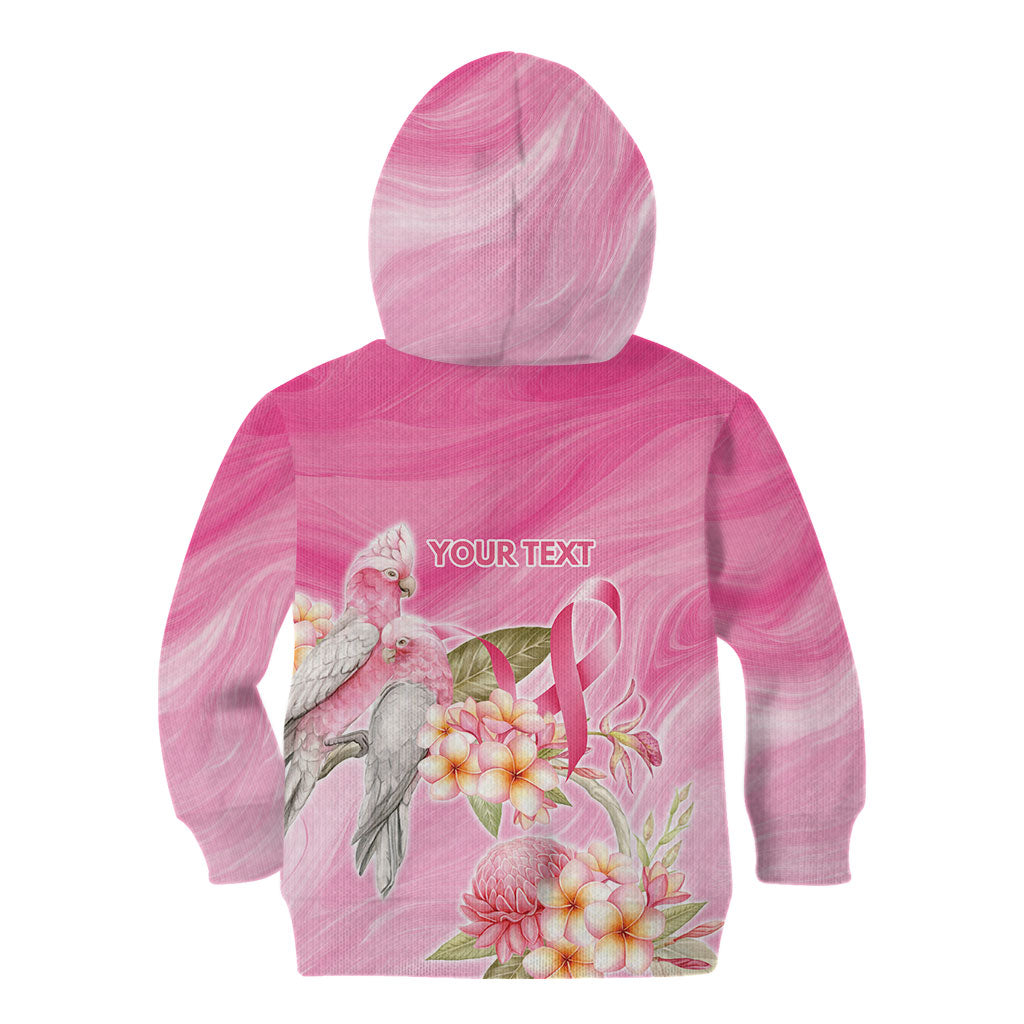 Personalised I Wear Pink For The Fight Kid Hoodie Australian Breast Cancer Support Spirit