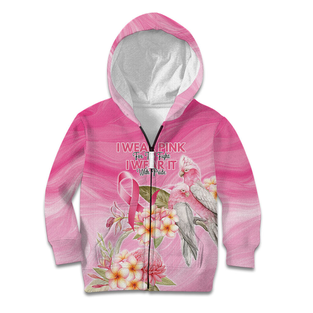 Personalised I Wear Pink For The Fight Kid Hoodie Australian Breast Cancer Support Spirit