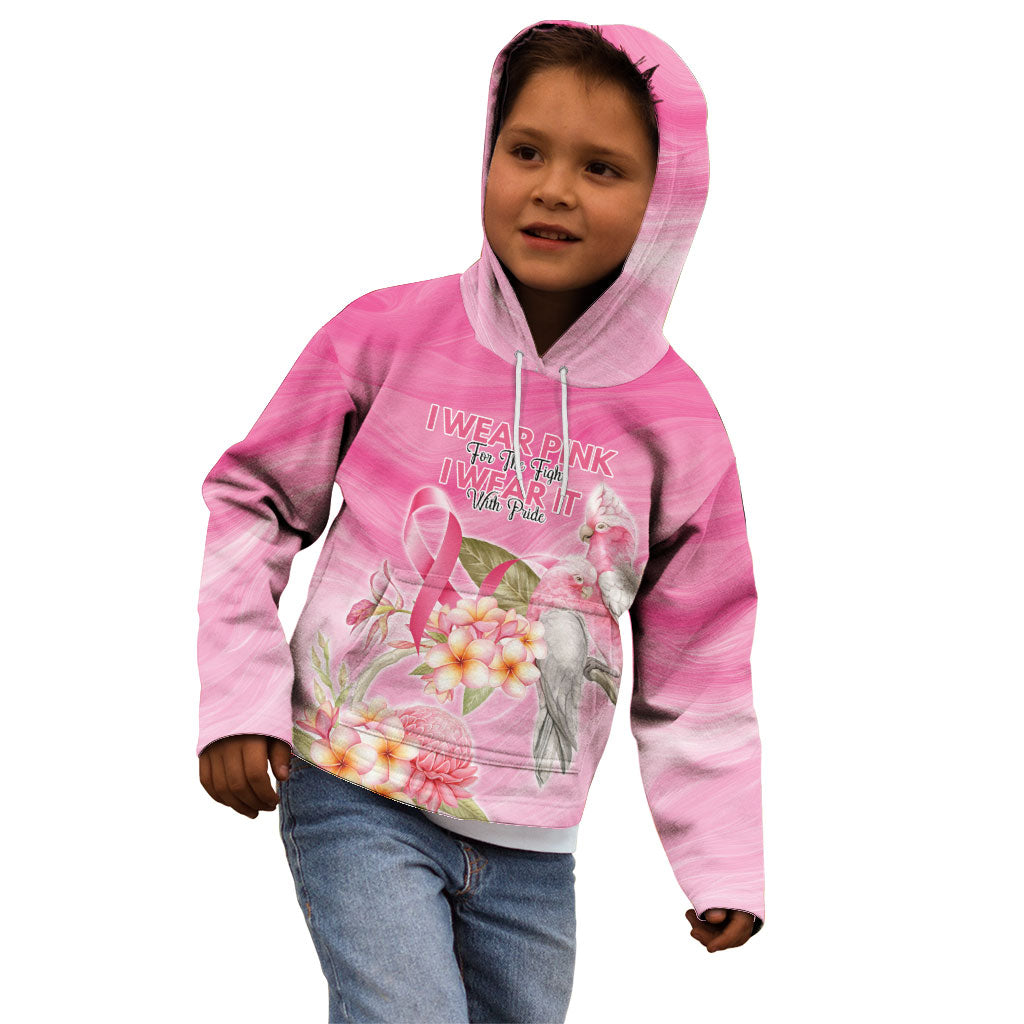 Personalised I Wear Pink For The Fight Kid Hoodie Australian Breast Cancer Support Spirit