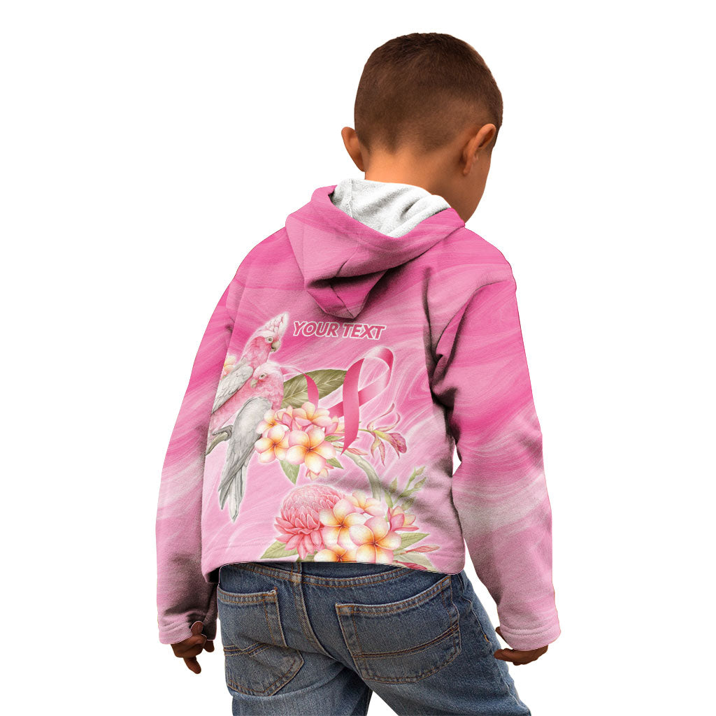 Personalised I Wear Pink For The Fight Kid Hoodie Australian Breast Cancer Support Spirit