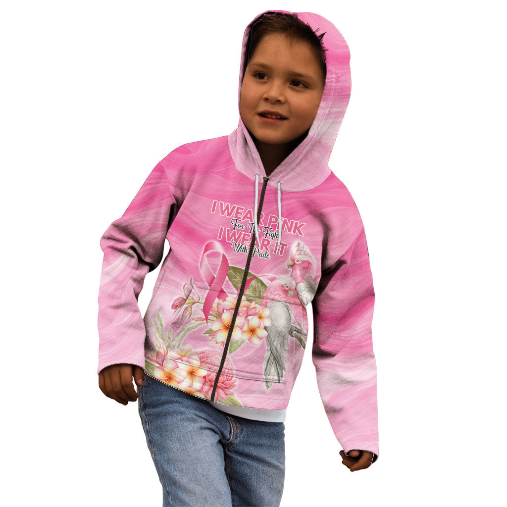 Personalised I Wear Pink For The Fight Kid Hoodie Australian Breast Cancer Support Spirit